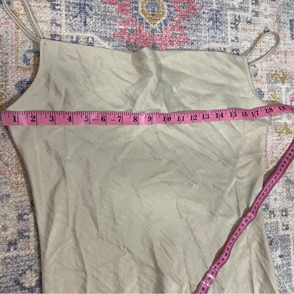 Loft NWT Small Champagne Beige Satin Silky Slip Midi Dress Draped Neck‎ - Picture 13 of 14